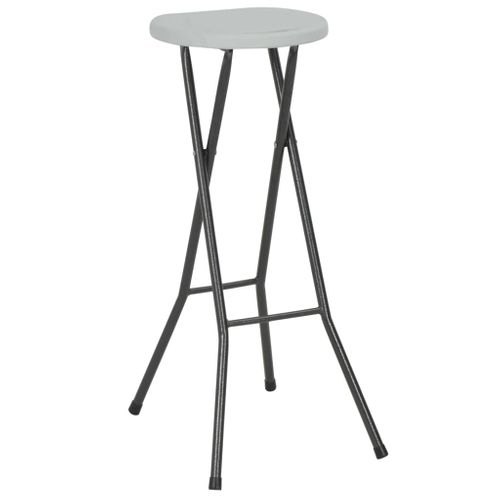 Tabourets De Bar Pliables Lot De 2 Pehd Et Acier Blanc
