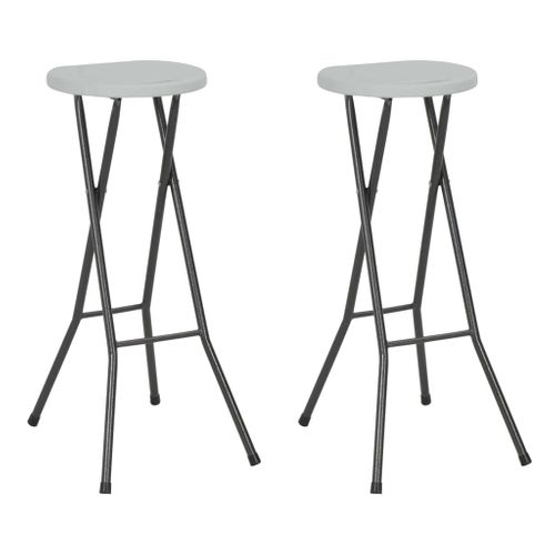 Tabourets De Bar Pliables Lot De 2 Pehd Et Acier Blanc
