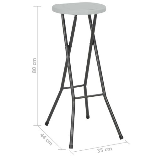 Tabourets De Bar Pliables Lot De 2 Pehd Et Acier Blanc