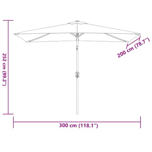 Parasol D'extérieur Avec Mât En Métal 300x200 Cm Terre Cuite