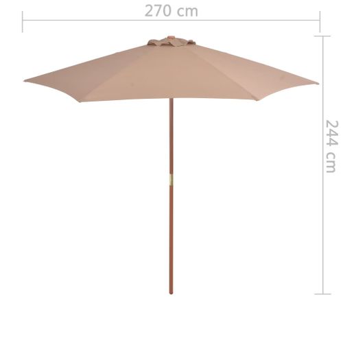 Parasol Avec Mât En Bois 270 Cm Taupe