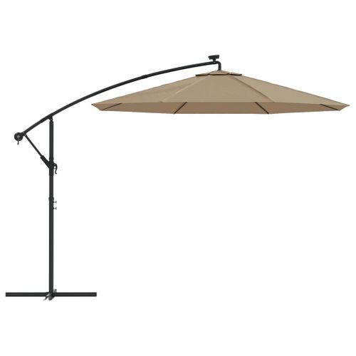 Parasol De Jardin En Porte-à-faux Et Lumières LED Mât En Acier