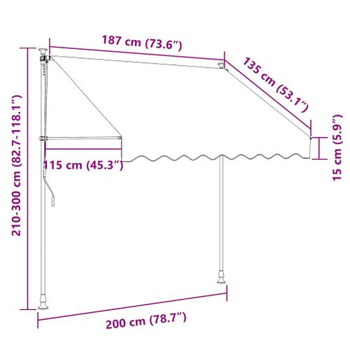 Auvent Manuel Rétractable - 200 Cm - Gris Anthracite