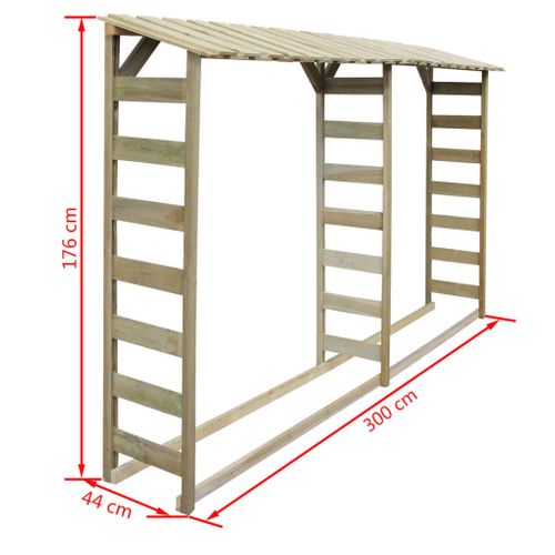 Abri De Bois De Chauffage 300 X 44 X 176 Cm Pinède Imprégnée