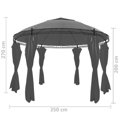 Gazebo Avec Rideaux Résistants Aux Uv, Rond 3,5x2,7 M Anthracite
