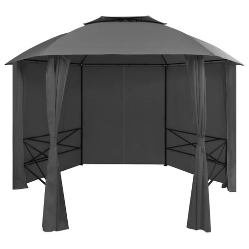 Chapiteau Tente De Jardin Avec Rideaux Hexagonal 360 X 265 Cm
