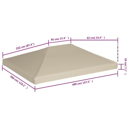 Couverture De Dessus De Belvédère Imperméable 310 G / M² 4x3 M Beige Tonnelle Pavillon