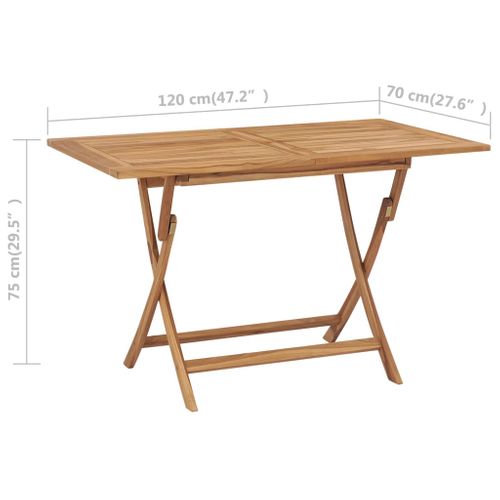 Vidaxl Table De Jardin Pliable 120x70x75 Cm Bois De Teck Solide Meuble Dîner Terrasse Extérieur