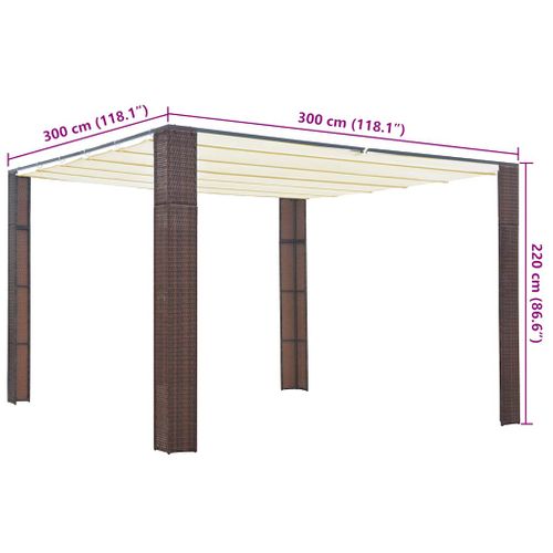 Tonnelle Avec Toit Résine Tressée 300x300x220cm Marron Et Crème