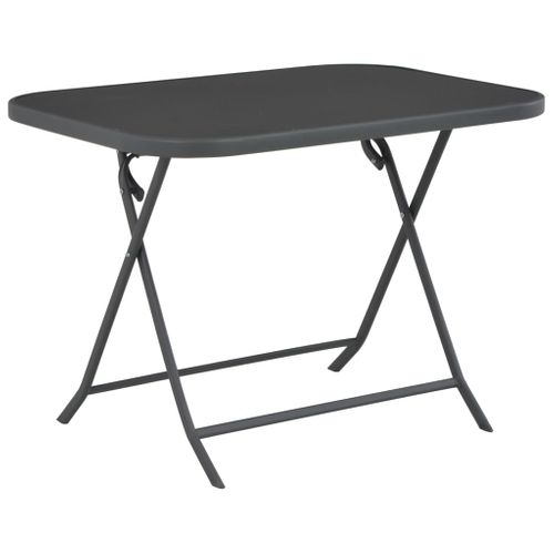 Table Pliable De Jardin Gris 100x75x72 Cm Verre Et Acier