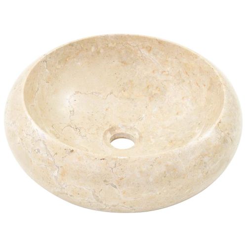 Évier Rond Marbre Crème 40x12 Cm Trou Évacuation 4,5 Cm
