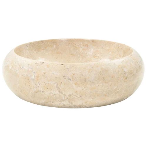 Évier Rond Marbre Crème 40x12 Cm Trou Évacuation 4,5 Cm