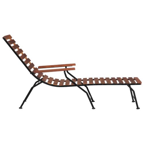 Chaise Longue Extérieure En Acacia - 57x160 Cm - Marron Foncé