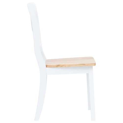 Chaises à Manger Lot De 4 Blanc Et Bois Clair Bois Hévéa Massif