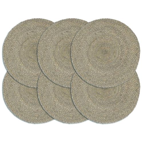 Napperons 6 Pièces Gris Plain 38 Cm Rond Jute