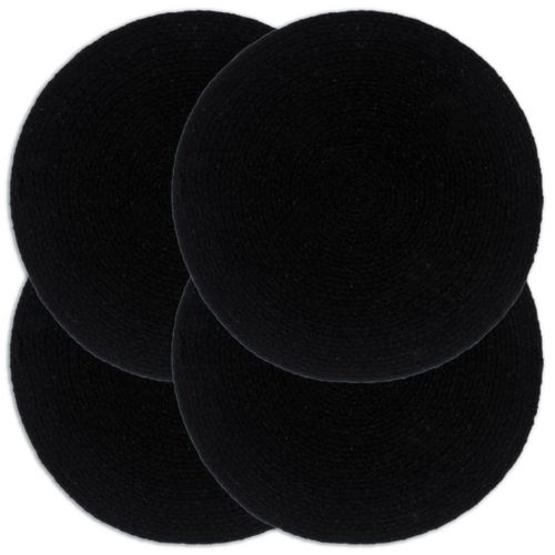 Napperons 4 Pièces Noir Plain 38 Cm Rond Coton