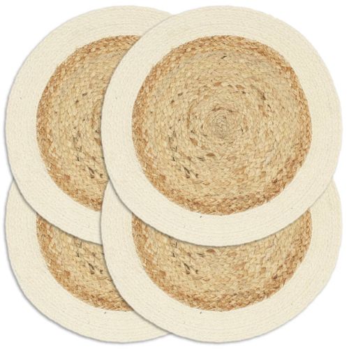 Napperons 4 Pièces Naturel Plain 38 Cm Rond Jute Et Coton