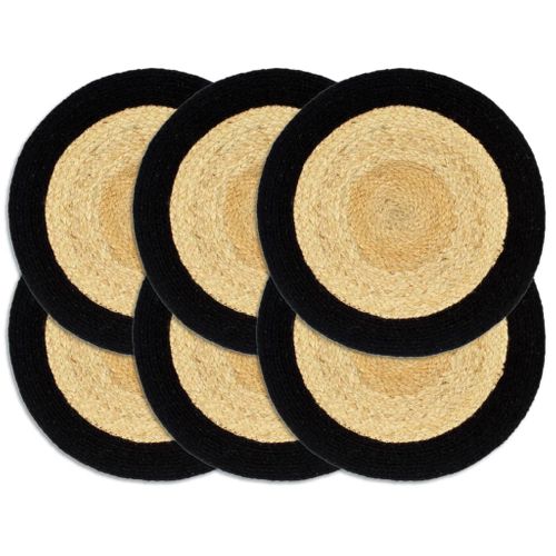 Napperons 6 Pièces Naturel Et Noir 38 Cm Jute Et Coton