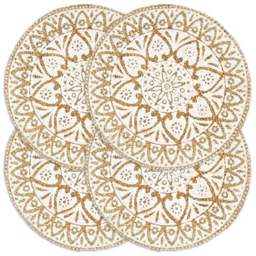 Napperons 4 Pièces Blanc 38 Cm Rond Jute