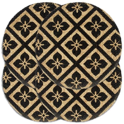 Napperons 4 Pièces Noir 38 Cm Rond Jute