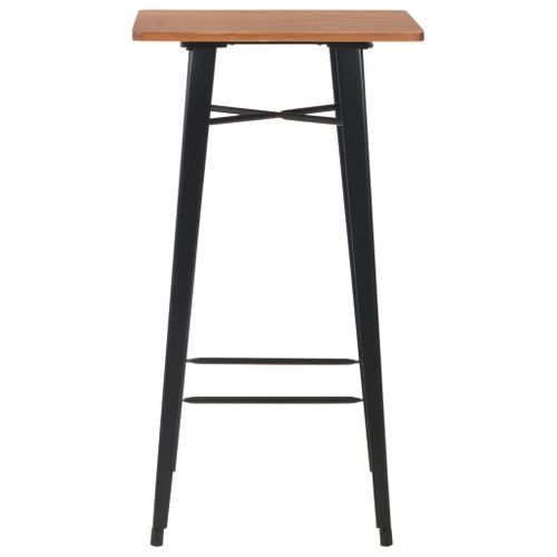 Vidaxl Table De Bar Avec Pieds Carré Noir 60x60x108 Cm Pinède Et Acier Manger Bistrot Cuisine