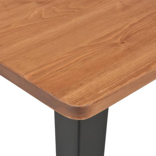 Vidaxl Table De Bar Avec Pieds Carré Noir 60x60x108 Cm Pinède Et Acier Manger Bistrot Cuisine
