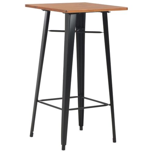 Vidaxl Table De Bar Avec Pieds Carré Noir 60x60x108 Cm Pinède Et Acier Manger Bistrot Cuisine