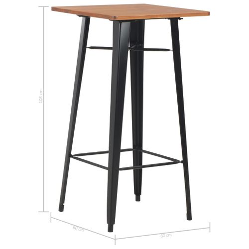 Vidaxl Table De Bar Avec Pieds Carré Noir 60x60x108 Cm Pinède Et Acier Manger Bistrot Cuisine