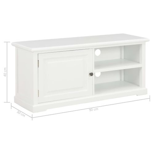 Meuble TV Blanc 90x30x40 Cm Bois