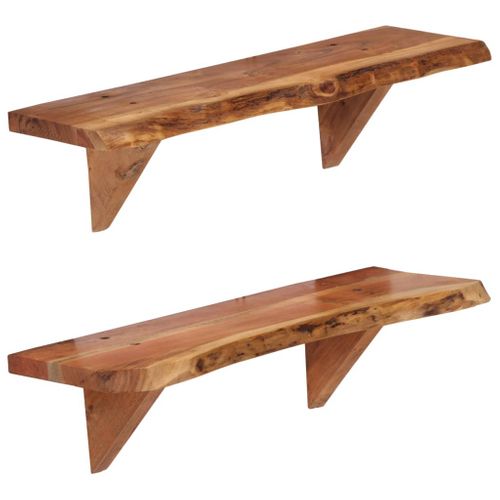 Étagères Murales 2 Pièces 60x20x18 Cm Bois D'acacia Massif