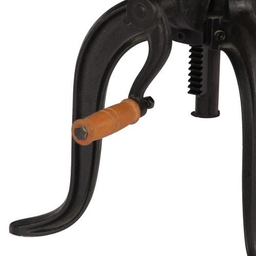 Table D'appoint 45x (45-62) Cm Bois De Manguier Massif Et Fonte