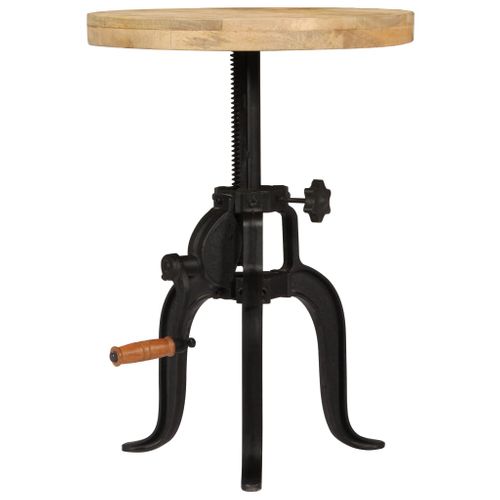 Table D'appoint 45x (45-62) Cm Bois De Manguier Massif Et Fonte