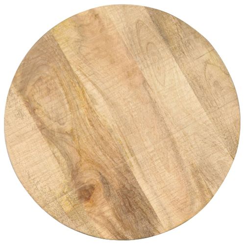 Table D'appoint 45x (45-62) Cm Bois De Manguier Massif Et Fonte