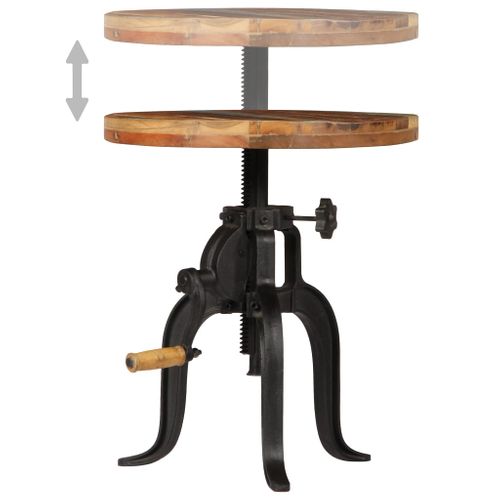 Table D'appoint 45x (45-62) Cm Bois De Récupération Et Fonte