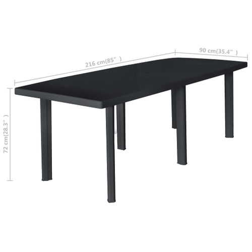 Table D'extérieur En Pvc - 216x90x72 Cm - Gris Anthracite