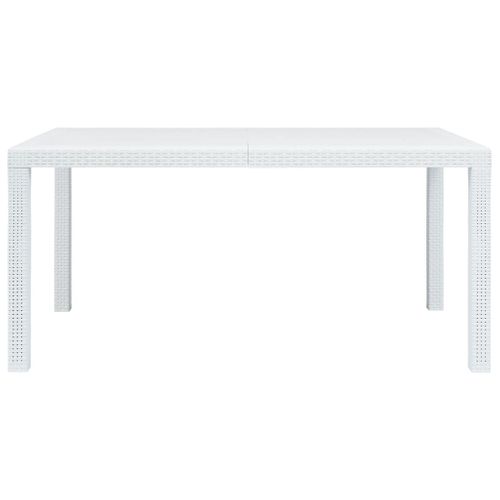 Table De Jardin Blanc 150x90x72 Cm Plastique Aspect De Rotin