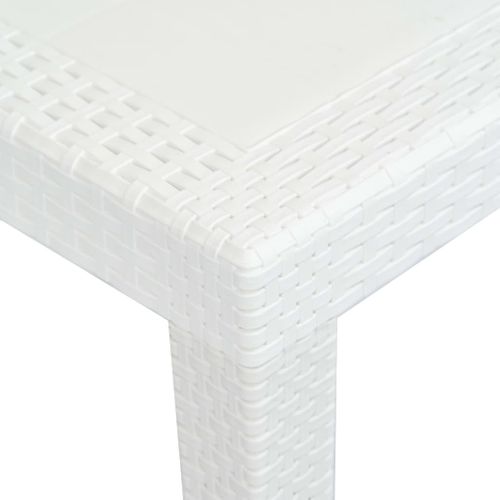 Table De Jardin Blanc 150x90x72 Cm Plastique Aspect De Rotin
