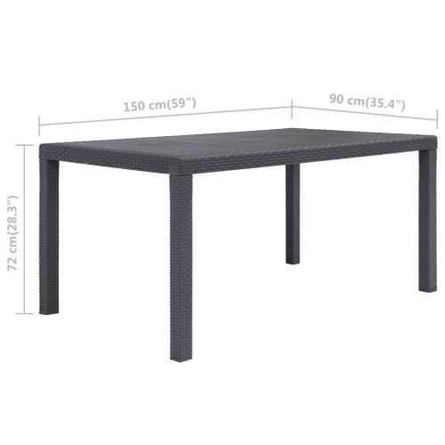 Table De Jardin Marron 150x90x72 Cm Plastique Aspect De Rotin