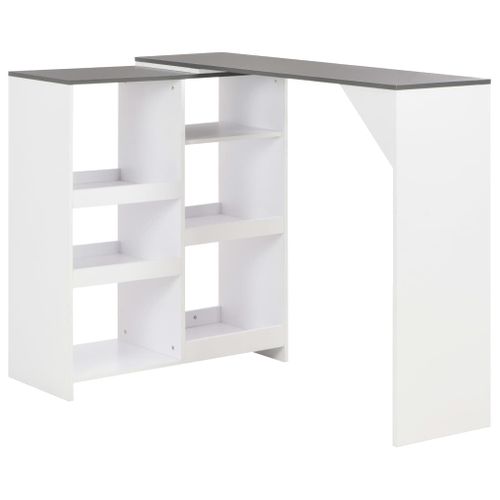 Table De Bar Avec Tablette Amovible Blanc 138x39x110 Cm