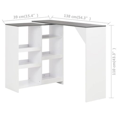 Table De Bar Avec Tablette Amovible Blanc 138x39x110 Cm