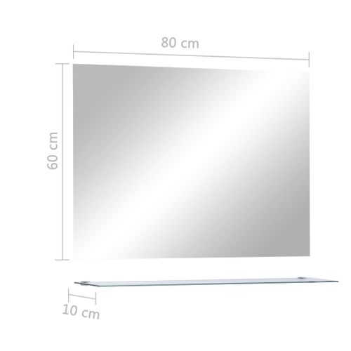 Miroir Mural Avec Étagère 80x60 Cm Verre Trempé