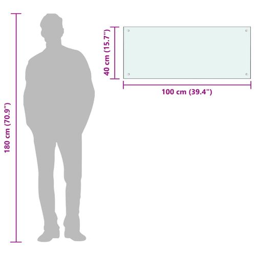 Dosseret De Cuisine Blanc 100x40 Cm Verre Trempé
