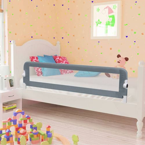 Barrière De Sécurité De Lit D'enfant Gris 120x42 Cm Polyester