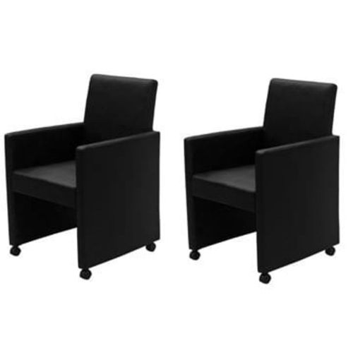 Chaises De Salle à Manger Design Ergonomique Avec Roulettes Pivotantes Sièges Rembourrés 2pcs
