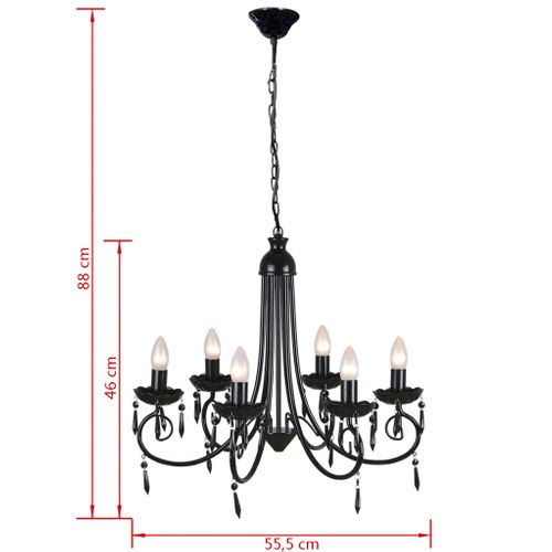 Lustre Suspendu Noir 6 Douilles D'ampoule