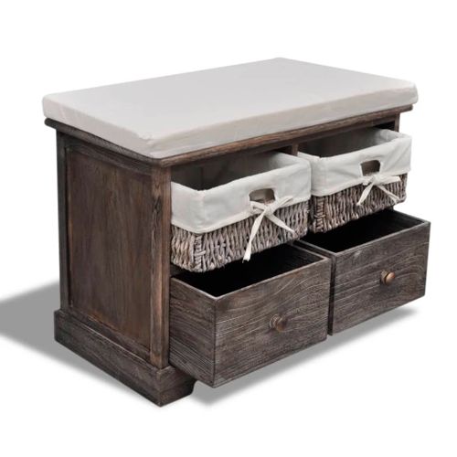 Banc De Rangement Marron 62x33x42 Cm Bois De Paulownia
