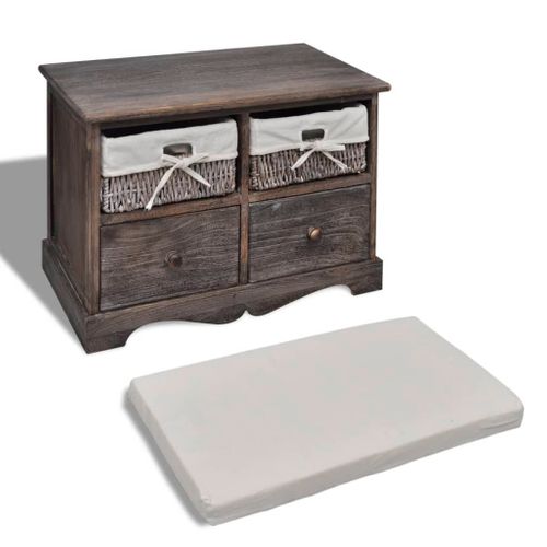 Banc De Rangement Marron 62x33x42 Cm Bois De Paulownia