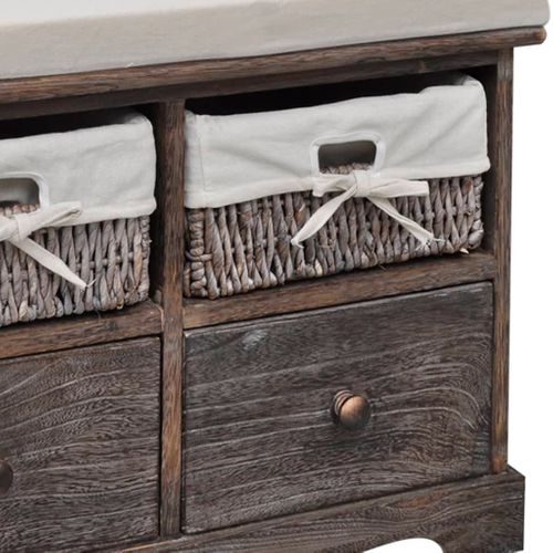 Banc De Rangement Marron 62x33x42 Cm Bois De Paulownia