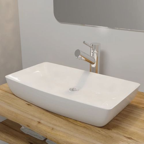 Lavabo Rectangulaire Céramique Blanc 71 X 39 Cm