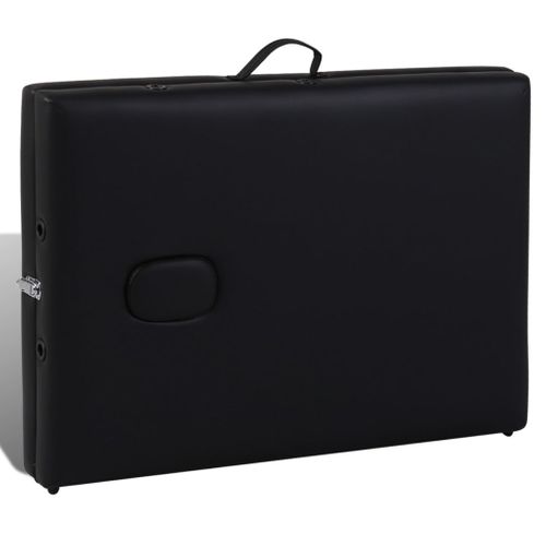 Table Pliable De Massage Noir 2 Zones Avec Cadre En Bois